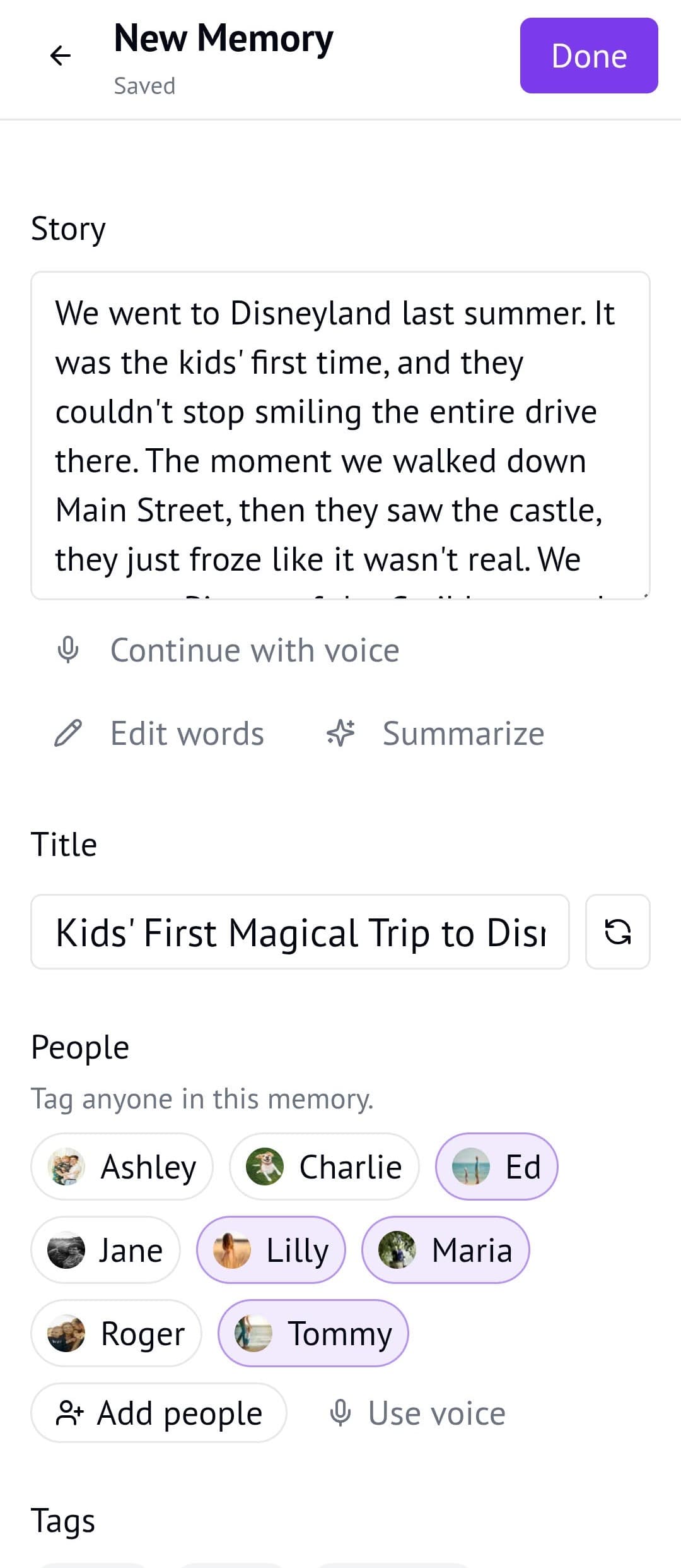 AI transcribes voice and generates title automatically